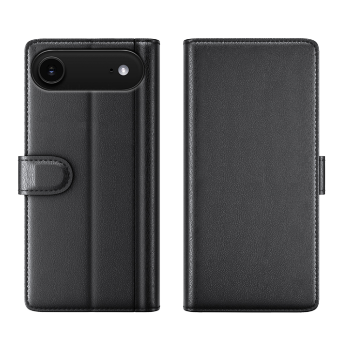 A-One Brand - iPhone 17 Air Plånboksfodral Äkta Läder - Svart