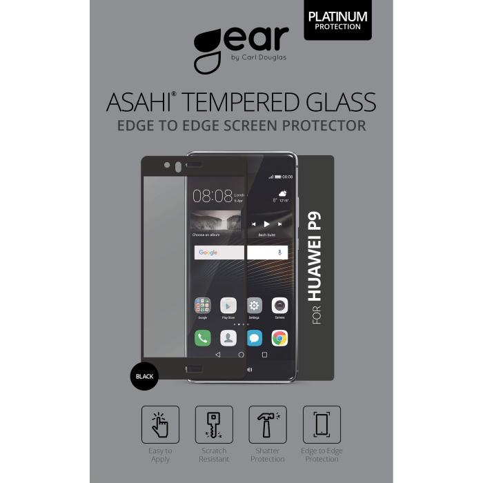 UTGATT1 - GEAR Härdat 3D Glas till Huawei P9 Edge to Edge - Svart
