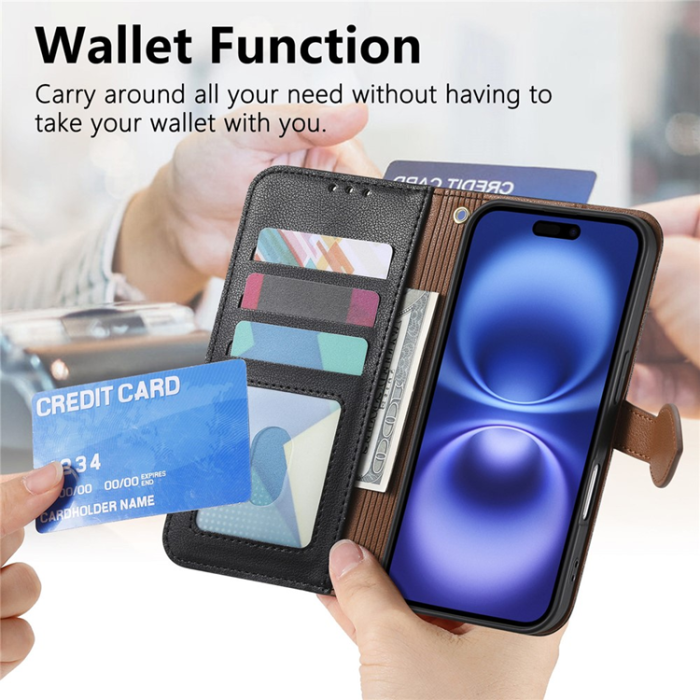 A-One Brand - iPhone 17 Pro Max Plånboksfodral Leaf Magnetiskt Spänne Konstläder