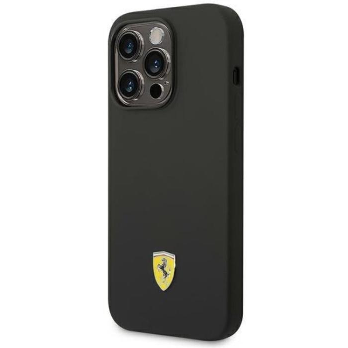Ferrari - Ferrari iPhone 14 Pro Skal Silicone Metal Logo - Svart