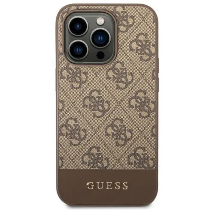 Guess - GUESS iPhone 14 Pro Skal Stripe Collection - Brun