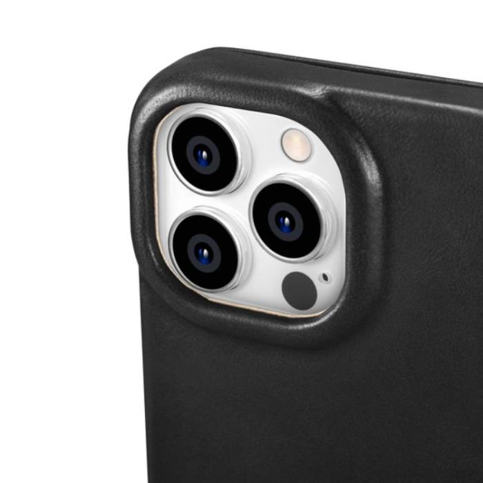 ICARER - iCarer iPhone 14 Pro Max Plånboksfodral Magsafe Läder - Svart