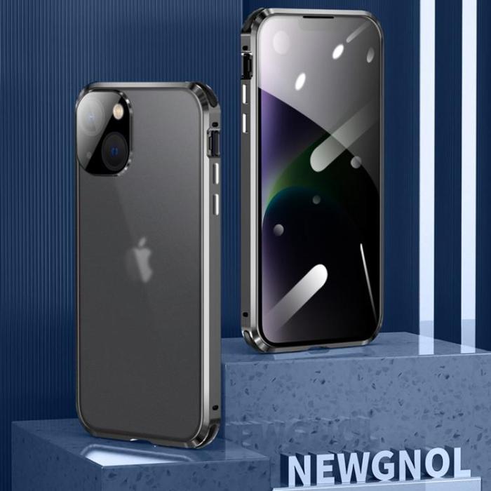A-One Brand - iPhone 14 Skal Anti-Spy Metall Magnetic - Blå