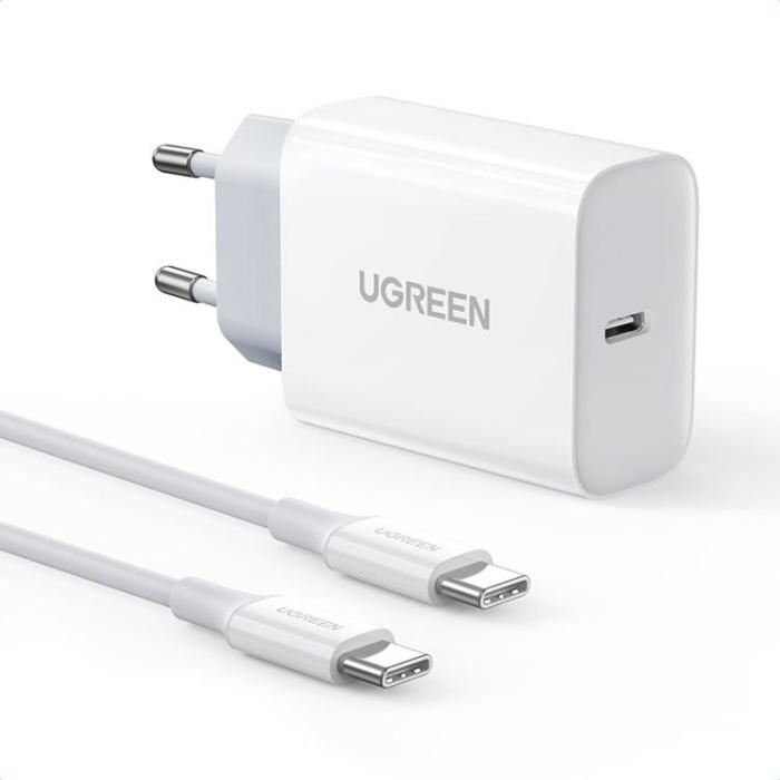 UTGATT5 - Ugreen Väggladdare 30W Typ-C Till USB Typ-C Kabel 2m - Vit