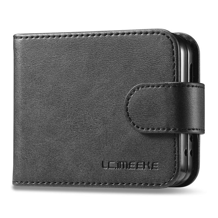 LC.imeeke - LC.IMEEKE Galaxy Z Flip 5 Mobilskal Korthållare Calf - Svart