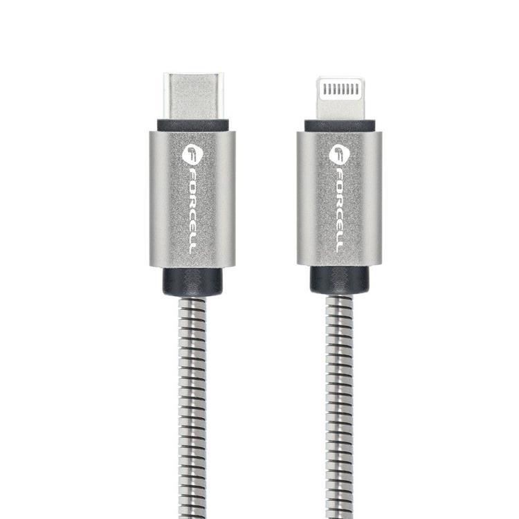 Forcell USB-C till Lightning kabel C236 1m - Silver | 3541 | AlltMobil
