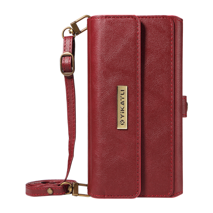 YIKATU - YIKATU Galaxy S25 Ultra Plånboksfodral Zipper Läder - Röd