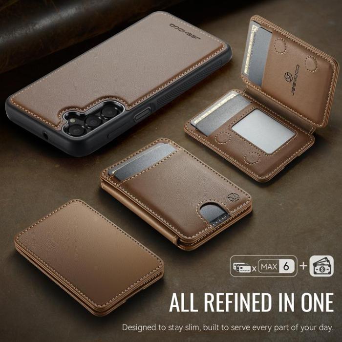 OEM - JEEHOOD Mobilskal till Samsung Galaxy A15 5G Konstläder - Brun