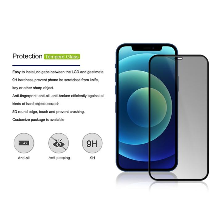 Mocolo - MOCOLO Privacy Härdat Glas Skärmskydd iPhone 13 & 13 Pro - Svart