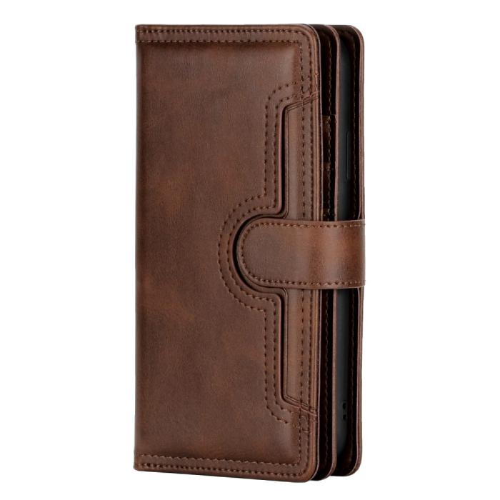 OEM - Äkta Läder Plånboksfodral iPhone 13 Multiple Card Slots - Coffee