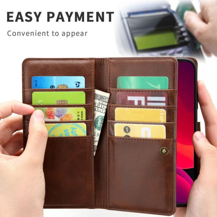 OEM - Äkta Läder Plånboksfodral iPhone 13 Multiple Card Slots - Coffee
