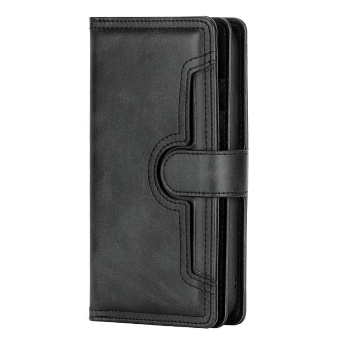 OEM - Äkta Läder Plånboksfodral iPhone 13 Multiple Card Slots - Svart