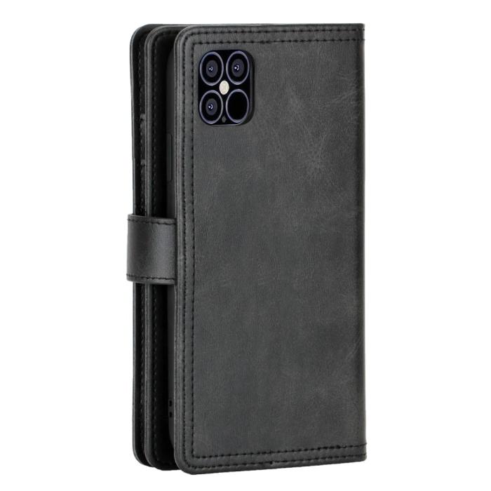 OEM - Äkta Läder Plånboksfodral iPhone 13 Multiple Card Slots - Svart