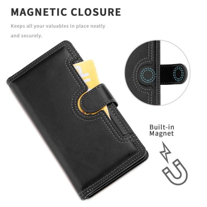 OEM - Äkta Läder Plånboksfodral iPhone 13 Multiple Card Slots - Svart