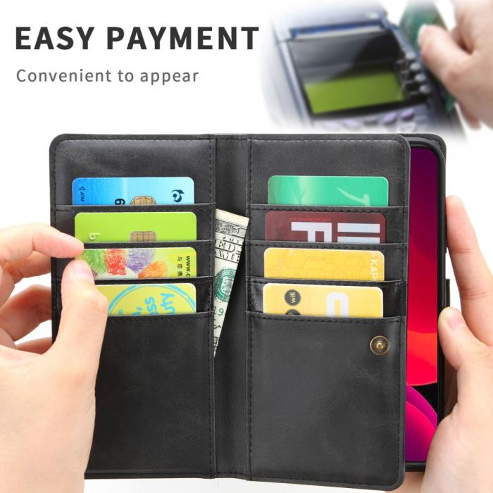 OEM - Äkta Läder Plånboksfodral iPhone 13 Multiple Card Slots - Svart