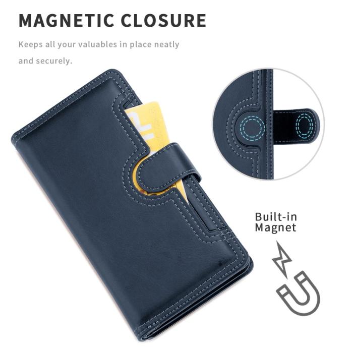 OEM - Äkta Läder Plånboksfodral iPhone 13 Multiple Card Slots - Blå