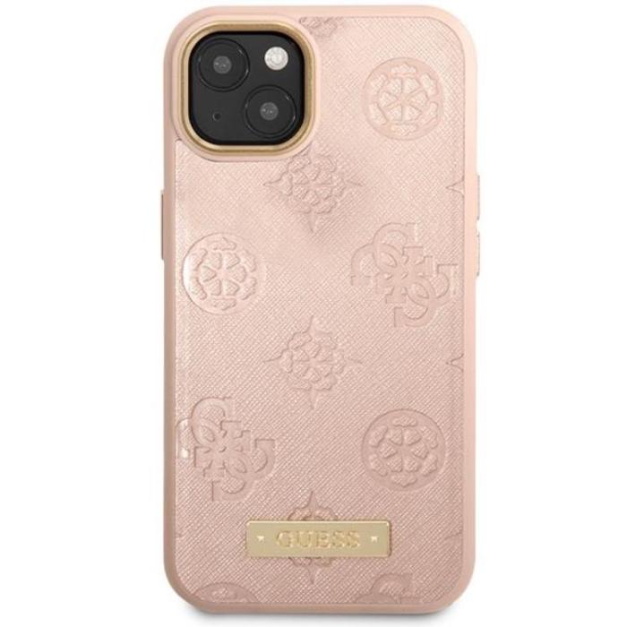 Guess - Guess iPhone 14 Mobilskal Magsafe Peony Logo Plate - Rosa