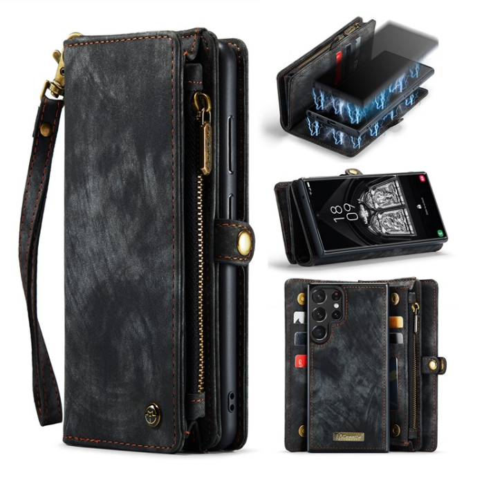 Caseme - Caseme Galaxy S23 Ultra Plånboksfodral Detachable - Svart