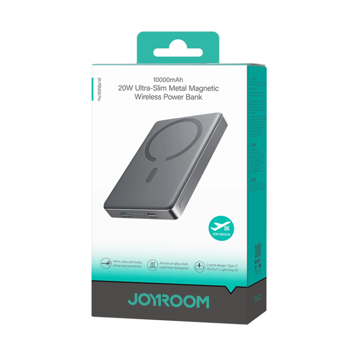 Joyroom - Joyroom Magnetisk Trådlös Powerbank 10000 mAh USB-C - Grå