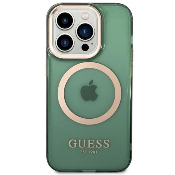 Guess - Guess iPhone 14 Pro Max Mobilskal Magsafe Guld Outline - Khaki