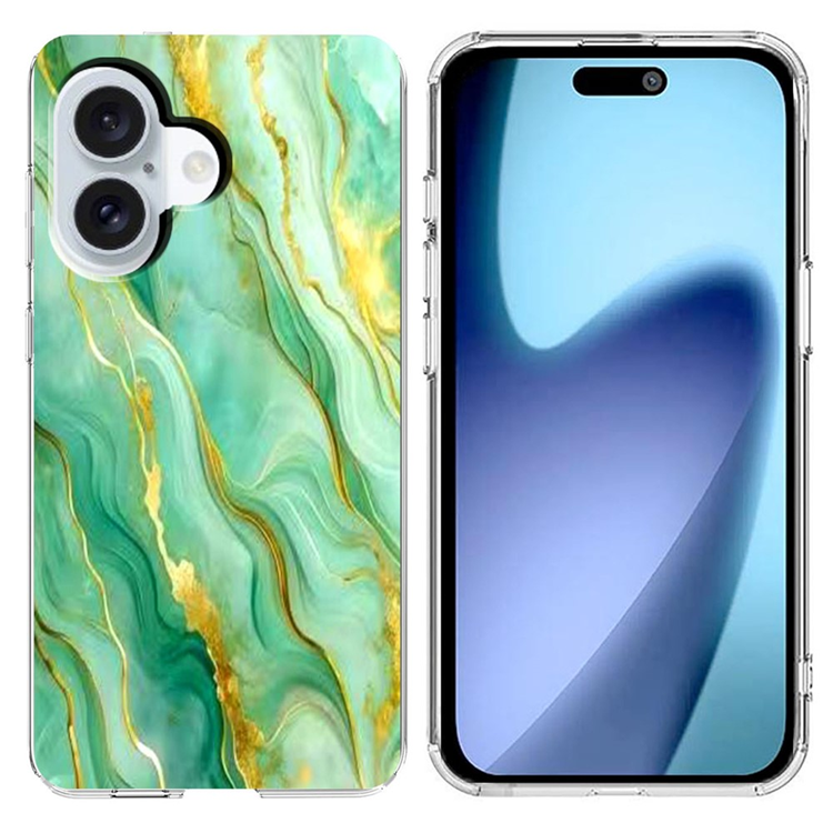 iPhone 17 Mobilskal Marble Pattern Printing Soft - Grön | 2353 | AlltMobil