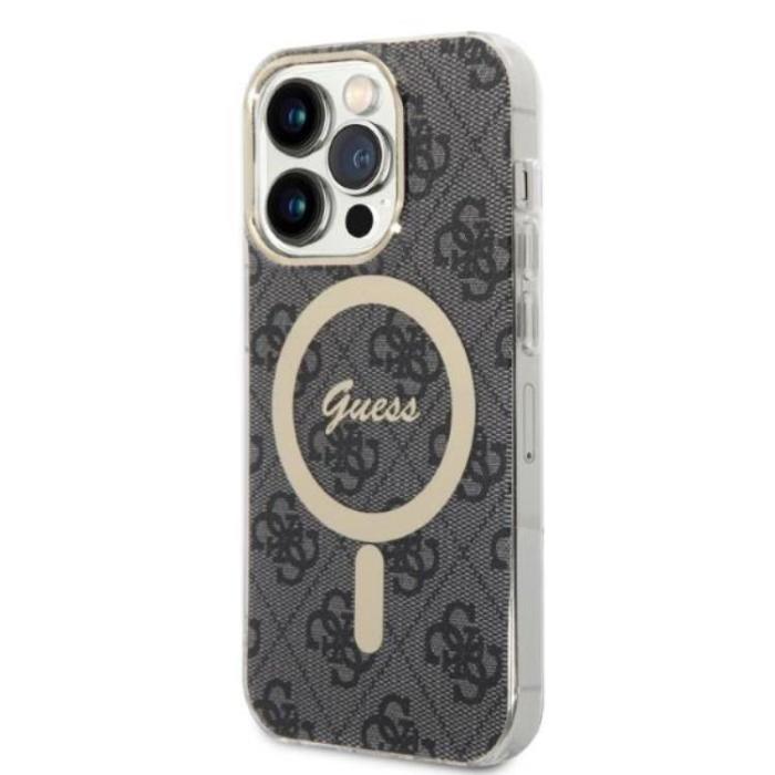 Guess - GUESS iPhone 14 Pro Magsafe Skal Print + Trådlös Laddare - Svart