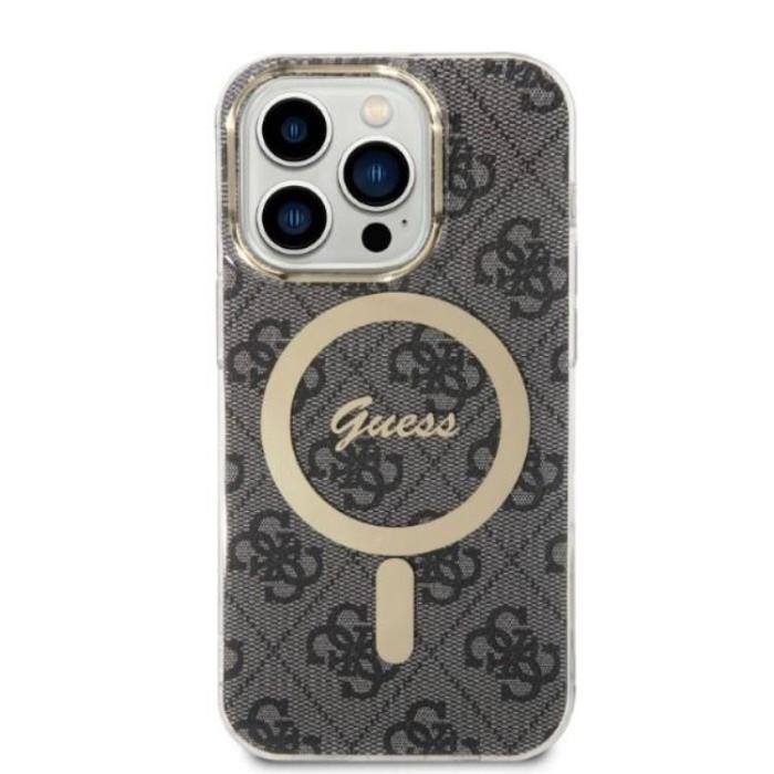 Guess - GUESS iPhone 14 Pro Magsafe Skal Print + Trådlös Laddare - Svart