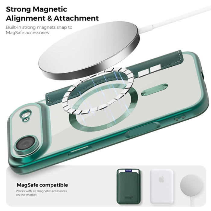A-One Brand - iPhone 17 Air Plånboksfodral MagSafe RFID - Svartgrön
