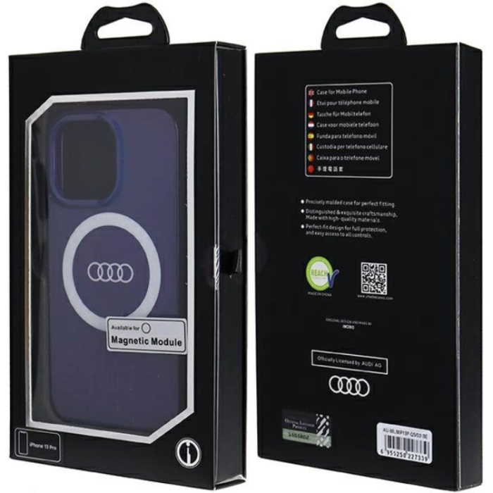 Audi - Audi iPhone 13/13 Pro Mobilskal Magsafe IML Big Logo - Blå