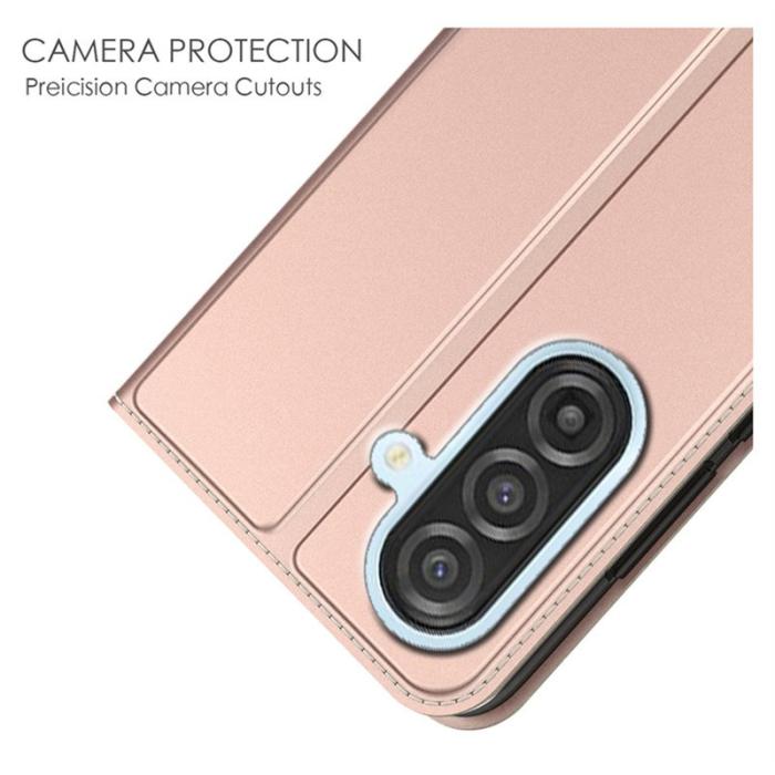 OEM - Mobilskal till Samsung Galaxy S26 PU Läder Telefonmed Ställ - Roséguld