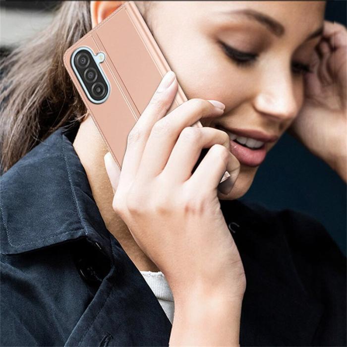 OEM - Mobilskal till Samsung Galaxy S26 PU Läder Telefonmed Ställ - Roséguld