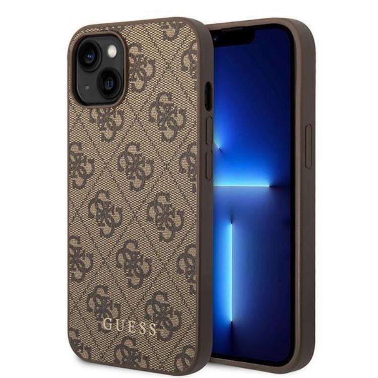 Guess iPhone 15 Plus Mobilskal Metall Gold Logo - Brun | 2353 | AlltMobil