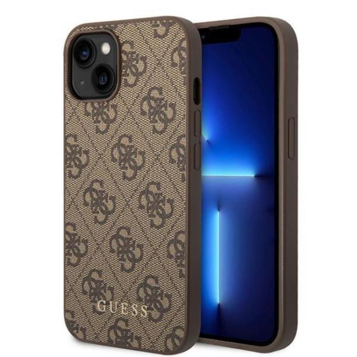 Guess - Guess iPhone 15 Plus Mobilskal Metall Gold Logo - Brun