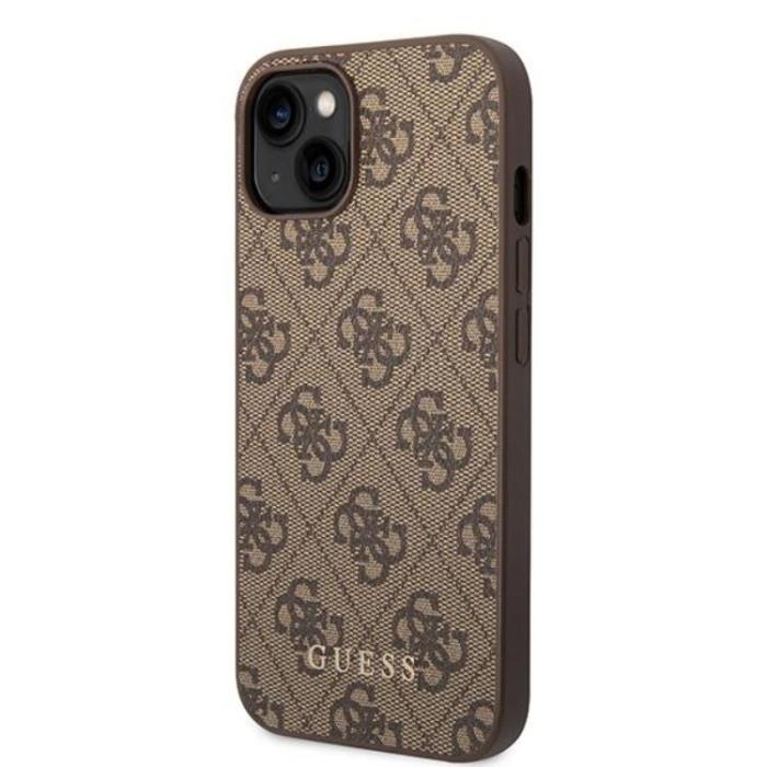 Guess - Guess iPhone 15 Plus Mobilskal Metall Gold Logo - Brun