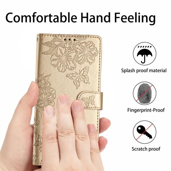 OEM - Mobilskal till Samsung Galaxy S26 Ultra Butterfly Blommönster KonstLäder - Guld