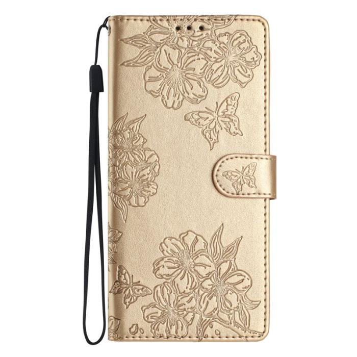 OEM - Mobilskal till Samsung Galaxy S26 Ultra Butterfly Blommönster KonstLäder - Guld