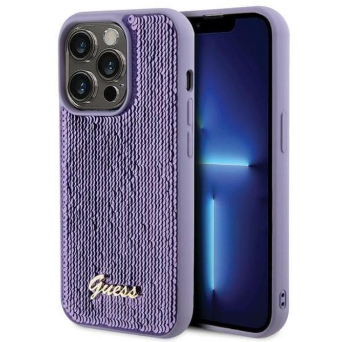 Guess - Guess iPhone 15 Pro Max Mobilskal Sequin Script Metal - Lila
