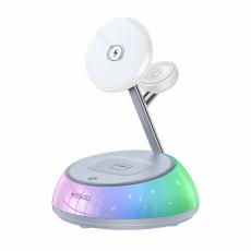 OEM - YESIDO DS31 3-i-1 Tr&aring;dl&ouml;s Laddningsstation f&ouml;r Telefon, Klocka, H&ouml;rlurar, Vit