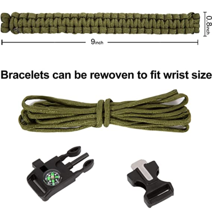 OEM - Överlevnadsarmband Paracord l Kompass , Visselpipa , Flintbrandstartare - Grön