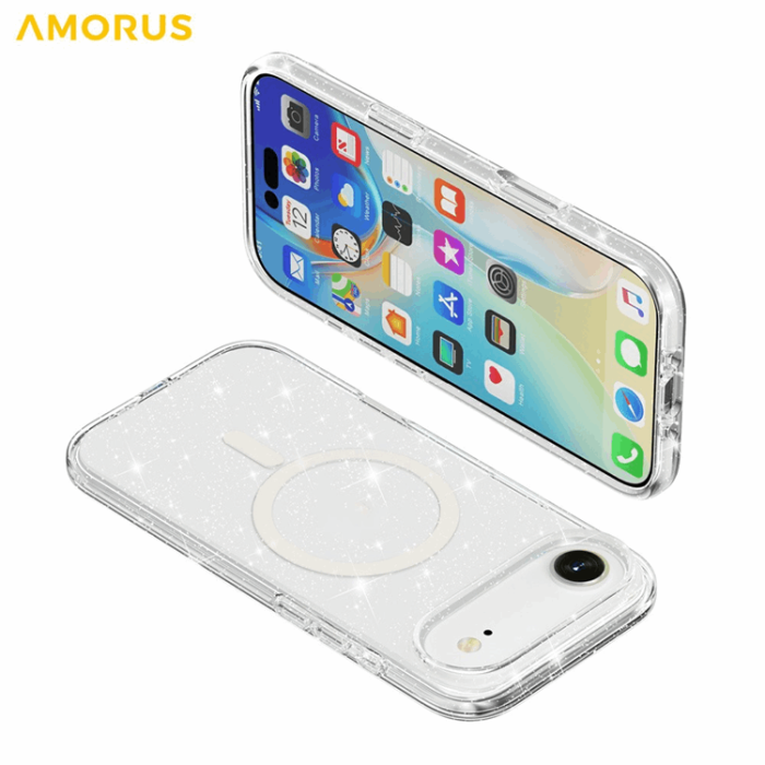 AMORUS - AMORUS Mobilskal till iPhone Air Magsafe Glitter Powder PC + TPU - Vit
