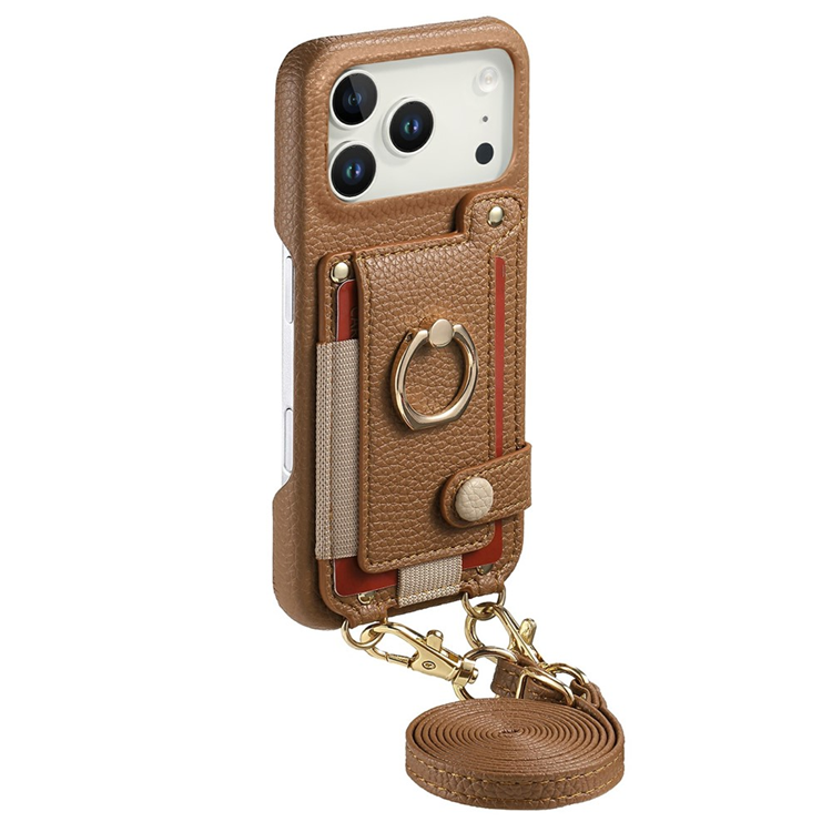 Mobilskal till iPhone 17 Pro Max med Korthållare Ring Kickstand - Brun (Brun) | 2353 | AlltMobil