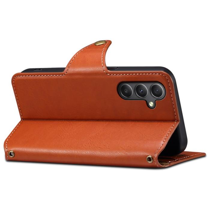 DENIOR - DENIOR Samsung Galaxy A34 5G Plånboksfodral Konstläder - Brun