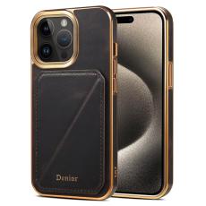 DENIOR - DENIOR Mobilskal till iPhone 15 Pro St&ouml;tt&aring;ligt Vaxat &Auml;kta L&auml;der + TPU + PC Svart