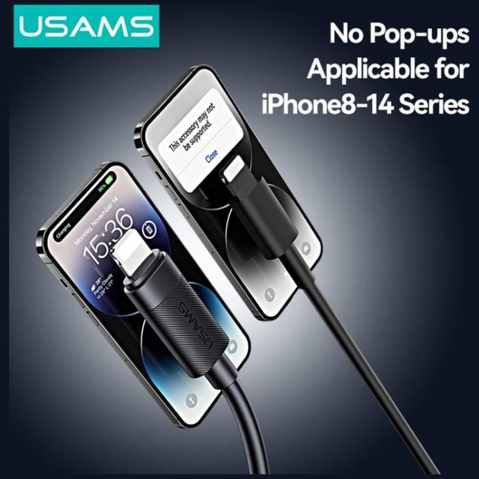 USAMS - USAMS Lightning till USB-A 12W Kabel 1m U94 - Svart