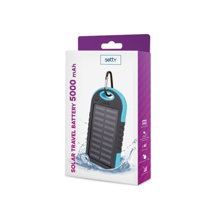 Setty - Setty Powerbank 5000 mAh Solar - Blå