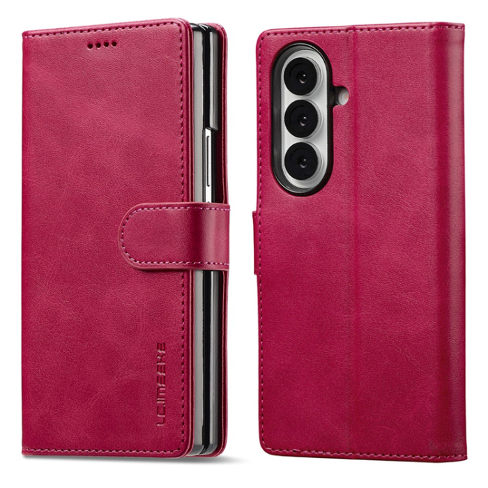 LC.imeeke - Lc.Imeeke Galaxy Z Fold 7 Plånboksfodral Calf Läder - Rosa