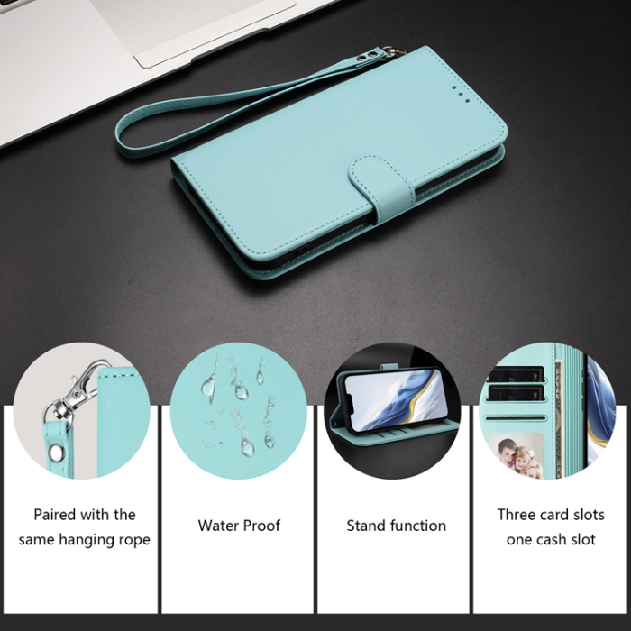 A-One Brand - iPhone 16 Pro Max Plånboksfodral Läder med Handledsrem - Mintgrön