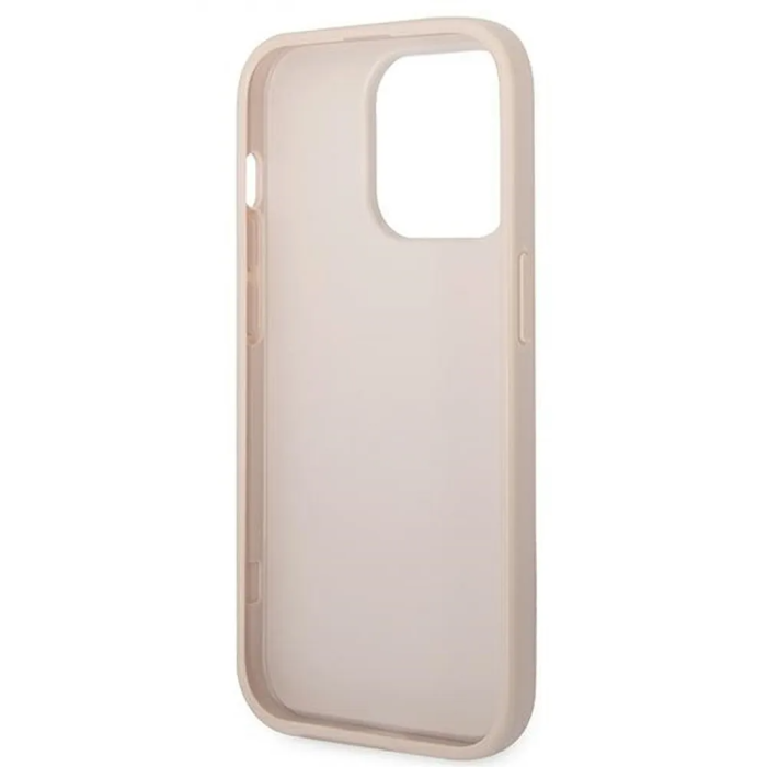 Guess - GUESS iPhone 14 Pro Skal Glitter Flakes Script Metal Logo - Rosa
