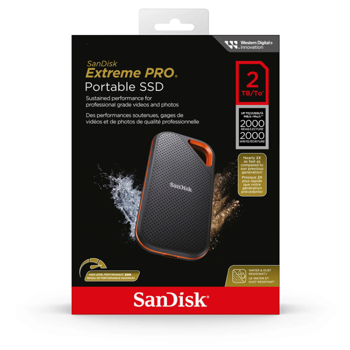 Sandisk - Sandisk Bärbar SSD Extreme PRO 2TB Upp Till 2000MB/s