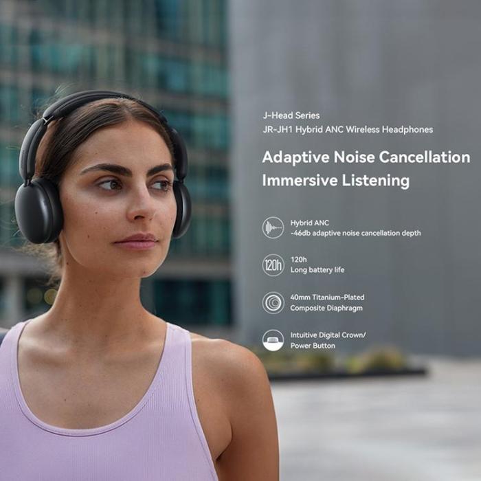 Joyroom - JOYROOM Over-Ear Trådlösa Hörlurar Bluetooth ANC JR-JH1 - Svart